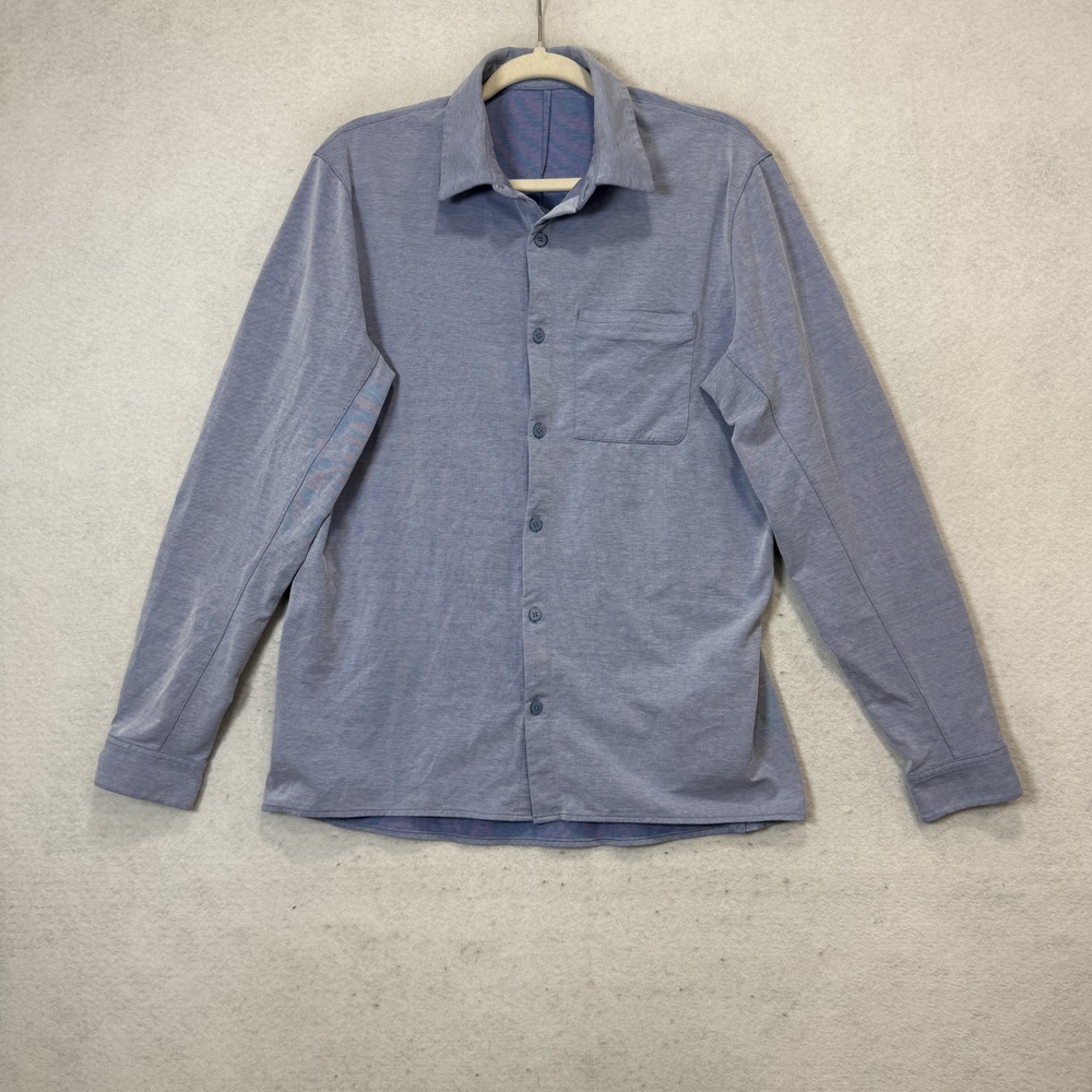 Lululemon Shirt Mens Medium Blue Solid Long Sleeve Button Up Jersey Casual